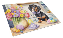 Load image into Gallery viewer, Decorating Easter Dachshund Glass Cutting Boards – Durable, Decorative Kitchen Art