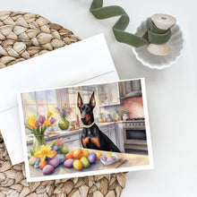 Load image into Gallery viewer, Decorating Easter Doberman Pinscher Greeting Cards - Blank Note Cards – 8-Pack of Artist-Designed Cards with Envelopes
