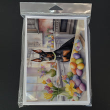 Load image into Gallery viewer, Decorating Easter Doberman Pinscher Greeting Cards - Blank Note Cards – 8-Pack of Artist-Designed Cards with Envelopes