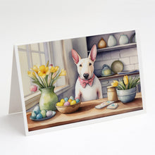 Load image into Gallery viewer, Decorating Easter English Bull Terrier Greeting Cards - Blank Note Cards – 8-Pack of Artist-Designed Cards with Envelopes