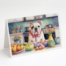 Load image into Gallery viewer, Decorating Easter English Bulldog Greeting Cards - Blank Note Cards – 8-Pack of Artist-Designed Cards with Envelopes