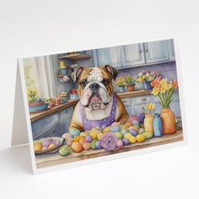 Load image into Gallery viewer, Decorating Easter English Bulldog Greeting Cards - Blank Note Cards – 8-Pack of Artist-Designed Cards with Envelopes