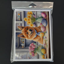 Load image into Gallery viewer, Decorating Easter Finnish Spitz Greeting Cards - Blank Note Cards – 8-Pack of Artist-Designed Cards with Envelopes