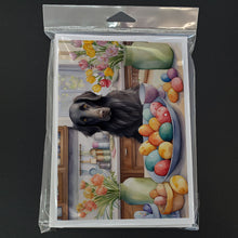 Load image into Gallery viewer, Decorating Easter Flat-Coated Retriever Greeting Cards - Blank Note Cards – 8-Pack of Artist-Designed Cards with Envelopes