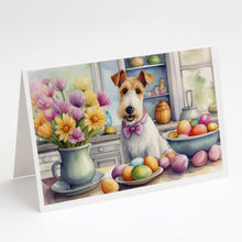 Load image into Gallery viewer, Decorating Easter Fox Terrier Greeting Cards - Blank Note Cards – 8-Pack of Artist-Designed Cards with Envelopes