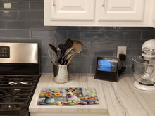 Load image into Gallery viewer, Decorating Easter Fox Terrier Glass Cutting Boards – Durable, Decorative Kitchen Art