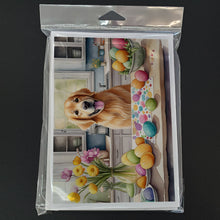 Load image into Gallery viewer, Decorating Easter Golden Retriever Greeting Cards - Blank Note Cards – 8-Pack of Artist-Designed Cards with Envelopes