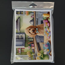 Load image into Gallery viewer, Decorating Easter Goldendoodle Greeting Cards - Blank Note Cards – 8-Pack of Artist-Designed Cards with Envelopes