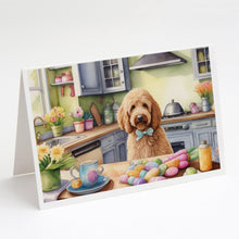 Load image into Gallery viewer, Decorating Easter Goldendoodle Greeting Cards - Blank Note Cards – 8-Pack of Artist-Designed Cards with Envelopes
