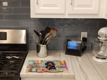 Load image into Gallery viewer, Decorating Easter Gordon Setter Glass Cutting Boards – Durable, Decorative Kitchen Art