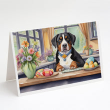 Load image into Gallery viewer, Decorating Easter Greater Swiss Mountain Dog Greeting Cards - Blank Note Cards – 8-Pack of Artist-Designed Cards with Envelopes