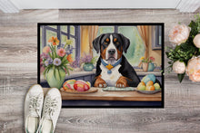 Load image into Gallery viewer, Decorating Easter Greater Swiss Mountain Dog Doormat
