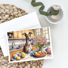 Load image into Gallery viewer, Decorating Easter Greyhound Greeting Cards - Blank Note Cards – 8-Pack of Artist-Designed Cards with Envelopes