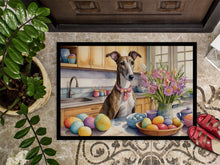 Load image into Gallery viewer, Decorating Easter Greyhound Doormat