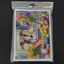 Load image into Gallery viewer, Decorating Easter Italian Greyhound Greeting Cards - Blank Note Cards – 8-Pack of Artist-Designed Cards with Envelopes