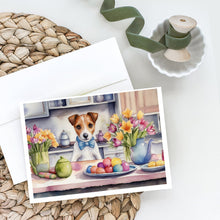Load image into Gallery viewer, Decorating Easter Jack Russell Terrier Greeting Cards - Blank Note Cards – 8-Pack of Artist-Designed Cards with Envelopes