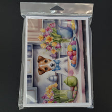 Load image into Gallery viewer, Decorating Easter Jack Russell Terrier Greeting Cards - Blank Note Cards – 8-Pack of Artist-Designed Cards with Envelopes