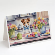 Load image into Gallery viewer, Decorating Easter Jack Russell Terrier Greeting Cards - Blank Note Cards – 8-Pack of Artist-Designed Cards with Envelopes