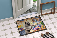 Load image into Gallery viewer, Decorating Easter Keeshond Doormat