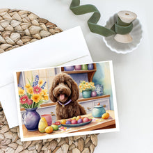 Load image into Gallery viewer, Decorating Easter Labradoodle Greeting Cards - Blank Note Cards – 8-Pack of Artist-Designed Cards with Envelopes