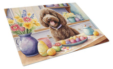 Load image into Gallery viewer, Decorating Easter Labradoodle Glass Cutting Boards – Durable, Decorative Kitchen Art