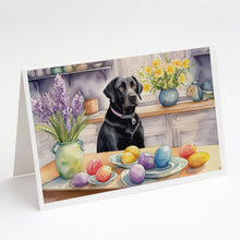 Load image into Gallery viewer, Decorating Easter Black Labrador Retriever Greeting Cards - Blank Note Cards – 8-Pack of Artist-Designed Cards with Envelopes