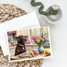 Load image into Gallery viewer, Decorating Easter Chocolate Labrador Retriever Greeting Cards - Blank Note Cards – 8-Pack of Artist-Designed Cards with Envelopes