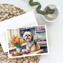 Load image into Gallery viewer, Decorating Easter Lhasa Apso Greeting Cards - Blank Note Cards – 8-Pack of Artist-Designed Cards with Envelopes