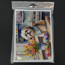 Load image into Gallery viewer, Decorating Easter Lhasa Apso Greeting Cards - Blank Note Cards – 8-Pack of Artist-Designed Cards with Envelopes