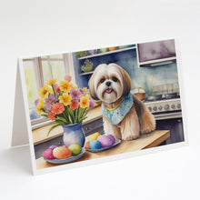 Load image into Gallery viewer, Decorating Easter Lhasa Apso Greeting Cards - Blank Note Cards – 8-Pack of Artist-Designed Cards with Envelopes