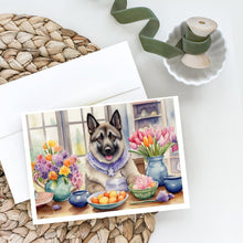 Load image into Gallery viewer, Decorating Easter Norwegian Elkhound Greeting Cards - Blank Note Cards – 8-Pack of Artist-Designed Cards with Envelopes
