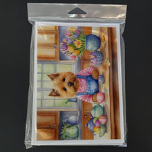Load image into Gallery viewer, Decorating Easter Norwich Terrier Greeting Cards - Blank Note Cards – 8-Pack of Artist-Designed Cards with Envelopes