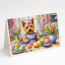 Load image into Gallery viewer, Decorating Easter Norwich Terrier Greeting Cards - Blank Note Cards – 8-Pack of Artist-Designed Cards with Envelopes