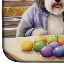 Load image into Gallery viewer, Decorating Easter Old English Sheepdog Dish Drying Mat