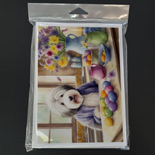 Load image into Gallery viewer, Decorating Easter Old English Sheepdog Greeting Cards - Blank Note Cards – 8-Pack of Artist-Designed Cards with Envelopes