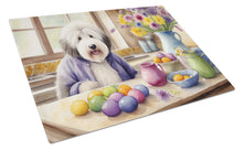 Load image into Gallery viewer, Decorating Easter Old English Sheepdog Glass Cutting Boards – Durable, Decorative Kitchen Art