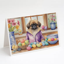 Load image into Gallery viewer, Decorating Easter Pekingese Greeting Cards - Blank Note Cards – 8-Pack of Artist-Designed Cards with Envelopes