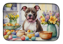 Load image into Gallery viewer, Decorating Easter Pit Bull Terrier Dish Drying Mat