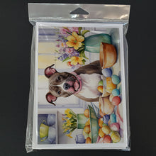 Load image into Gallery viewer, Decorating Easter Pit Bull Terrier Greeting Cards - Blank Note Cards – 8-Pack of Artist-Designed Cards with Envelopes