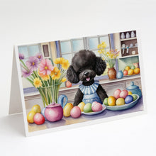 Load image into Gallery viewer, Decorating Easter Black Poodle Greeting Cards - Blank Note Cards – 8-Pack of Artist-Designed Cards with Envelopes