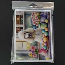 Load image into Gallery viewer, Decorating Easter White Poodle Greeting Cards - Blank Note Cards – 8-Pack of Artist-Designed Cards with Envelopes