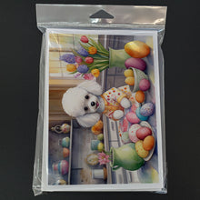 Load image into Gallery viewer, Decorating Easter White Poodle Greeting Cards - Blank Note Cards – 8-Pack of Artist-Designed Cards with Envelopes