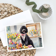 Load image into Gallery viewer, Decorating Easter Portuguese Water Dog Greeting Cards - Blank Note Cards – 8-Pack of Artist-Designed Cards with Envelopes