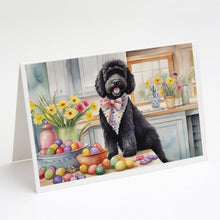 Load image into Gallery viewer, Decorating Easter Portuguese Water Dog Greeting Cards - Blank Note Cards – 8-Pack of Artist-Designed Cards with Envelopes