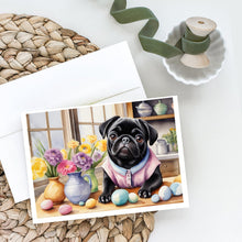 Load image into Gallery viewer, Decorating Easter Pug Greeting Cards - Blank Note Cards – 8-Pack of Artist-Designed Cards with Envelopes