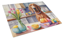 Load image into Gallery viewer, Decorating Easter Redbone Coonhound Glass Cutting Boards – Durable, Decorative Kitchen Art