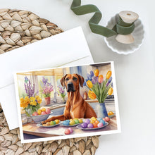 Load image into Gallery viewer, Decorating Easter Rhodesian Ridgeback Greeting Cards - Blank Note Cards – 8-Pack of Artist-Designed Cards with Envelopes