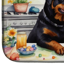 Load image into Gallery viewer, Decorating Easter Rottweiler Dish Drying Mat