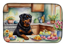 Load image into Gallery viewer, Decorating Easter Rottweiler Dish Drying Mat