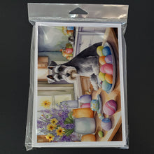 Load image into Gallery viewer, Decorating Easter Schnauzer Greeting Cards - Blank Note Cards – 8-Pack of Artist-Designed Cards with Envelopes